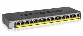 NETGEAR GS116PP | 16-poorts Gigabit Unmanaged Switch | 16x PoE+ (183W) | FlexPoE | Fanless | Desktop/wand/rackmontage