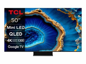 TCL 50C805 50" | Ultra HD 4K QD-Mini LED Smart TV | Google TV + Wifi | Dolby Vision & HDR10+ | Quantum Dot voor Levendige Kleuren | Local Dimming | 144Hz