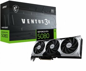 MSI GeForce RTX 5080 VENTUS 3X OC PLUS | 16GB GDDR7 | DLSS 4 | Videokaart | Nvidia GPU