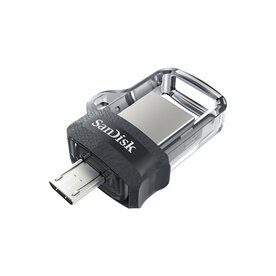 SanDisk Ultra Dual m3.0 | 32GB USB Flash Drive | USB Type-A / Micro-USB 3.2 Gen 1 (3.1 Gen 1) | Zwart, Zilver, Transparant