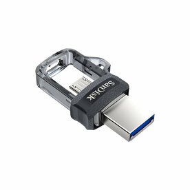 SanDisk Ultra Dual m3.0 | 128GB USB Flash Drive | USB Type-A / Micro-USB 3.2 Gen 1 (3.1 Gen 1) | Zwart, Zilver, Transparant