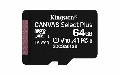 Kingston Technology Canvas Select Plus flashgeheugen 64 GB MicroSDXC UHS-I Klasse 10