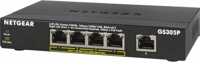 NETGEAR GS305Pv2 Unmanaged Gigabit Ethernet (10/100/1000) Power over Ethernet (PoE) Zwart