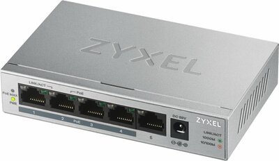 Zyxel GS1005HP Unmanaged Gigabit Ethernet (10/100/1000) Power over Ethernet (PoE) Zilver