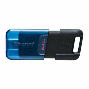 Kingston Technology DataTraveler 80 USB flash drive 64 GB USB Type-C 3.2 Gen 1 (3.1 Gen 1) Zwart, Blauw