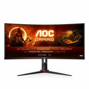 AOC G2 CU34G2X/BK computer monitor 86,4 cm (34") 3440 x 1440 Pixels Quad HD LED Zwart, Rood