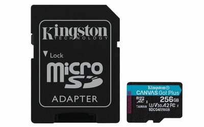 Kingston Technology microSDXC 256GB | Canvas Go! Plus Gen4 | 200MB/s | A2 | U3 | V30 | + Adapter