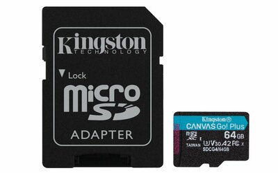 Kingston Technology microSDXC 64GB | Canvas Go! Plus Gen4 | 200MB/s | A2 | U3 | V30 | + Adapter