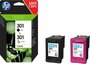 HP 301 originele zwarte/drie-kleuren inktcartridges, 2-pack_